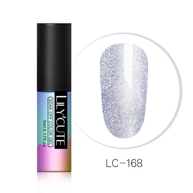 LC-168 LILYCUTE, 5 мл, блестящий гель, голографический лак, радужные лазерные хлопья, долговечный, замачиваемый, УФ светодиодный, для дизайна ногтей, Гель-лак для маникюра - Цвет: LC-168