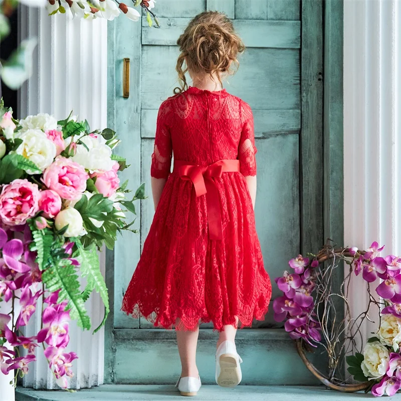 Baby Girls Dress Flower Lace Hollow Princess Costume Kids Dresses For Girl Summer Party Frocks Children Clothing 3-8Y | Детская одежда