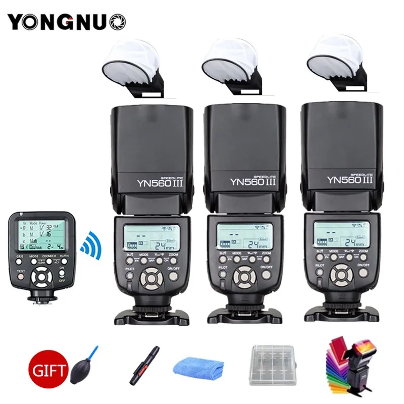 3 шт. Светодиодная лампа для видеосъемки YONGNUO YN560III YN560 III Вспышка Speedlite общие