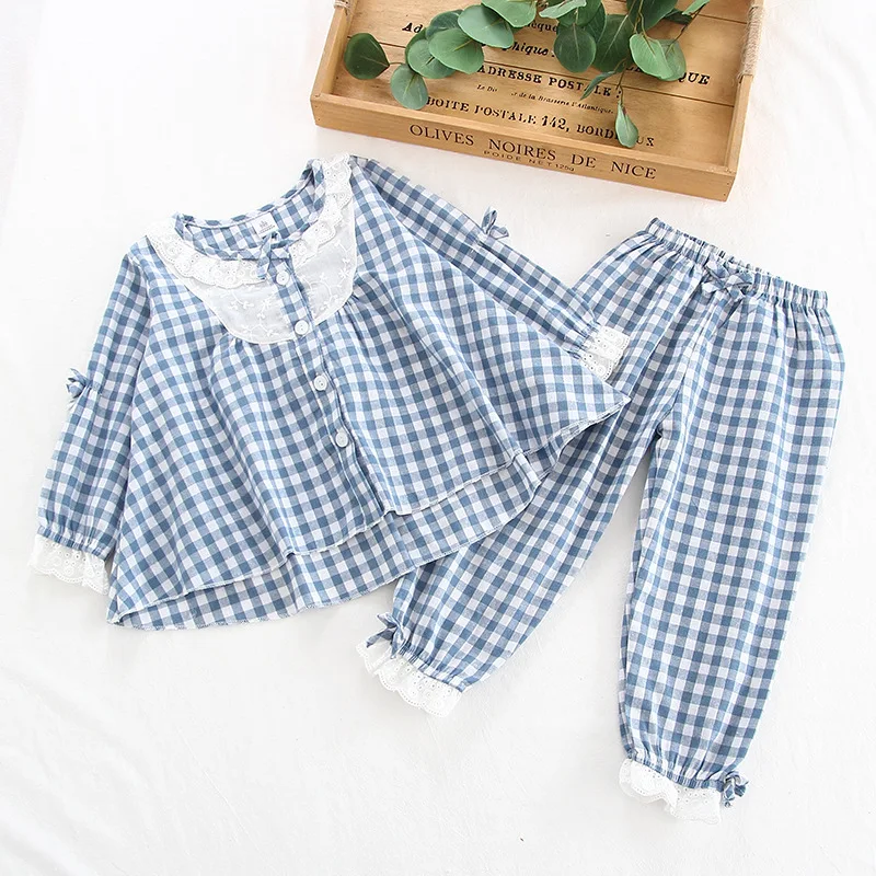 Корейская клетчатая детская одежда для малышки длинные штаны домашний костюм с