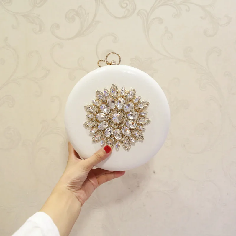 Модный Круглый роскошный клатч с бусинами и бриллиантами вечерняя сумка