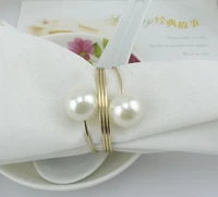 4pcslot new pearl napkin buckle silver hoop hotel party table decoration napkin rings napkin circle