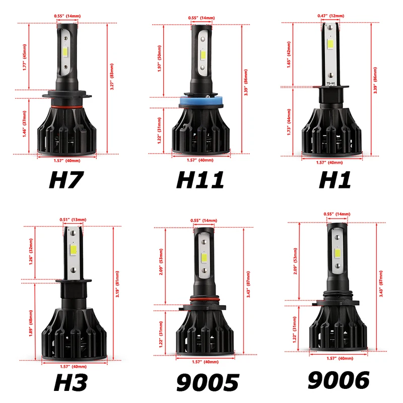 Oslamp светодиодный фар H7 H11 H1 H3 9006 9005 моноблочные светодиодные чипы 8000lm 72 Вт 6500 к