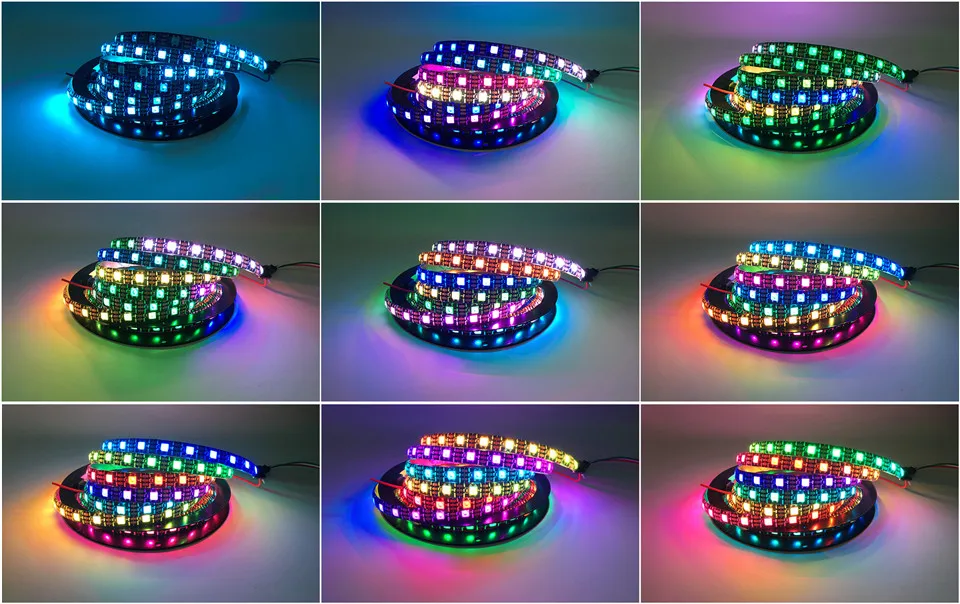 DC5V WS2812B 30/60/144 светодиодов/m Smartled пикселей RGB индивидуально адресуемых светодиодные полосы света черный/белый печатных плат IC WS2812 полосы