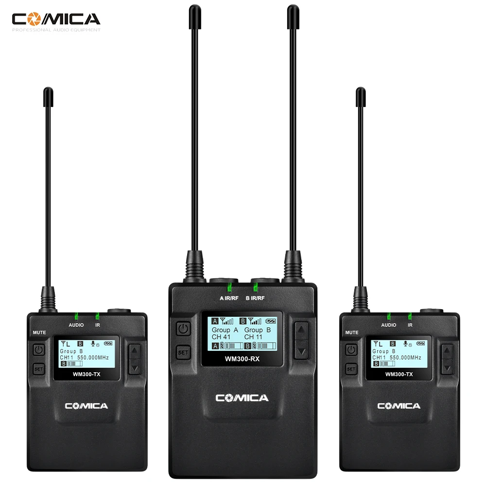 CoMica CVM WM300(A/C) 96 канальный перезаряжаемый беспроводной петличный микрофон