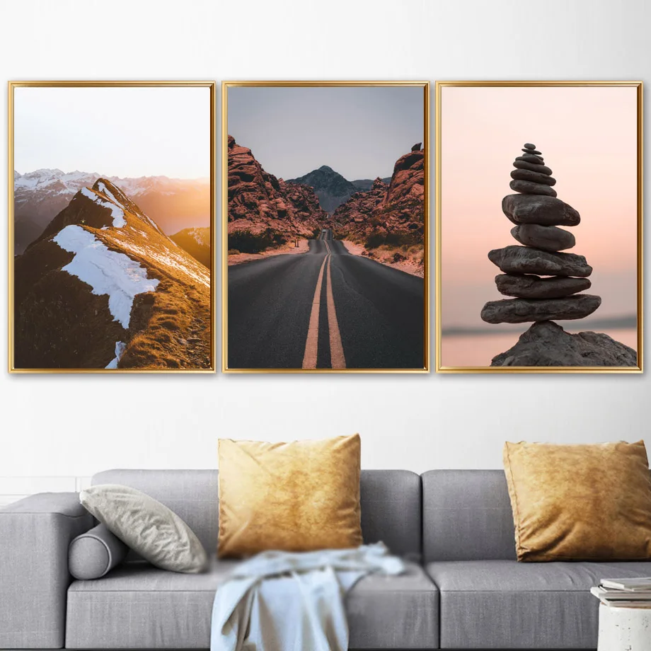 

Дорога горный лес каменная башня настенная живопись холст скандинавские постеры и печать пейзаж настенные картины для декора гостиной