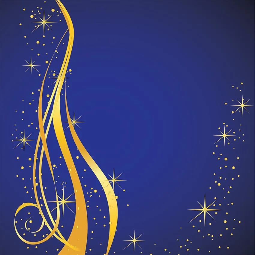 Синий фон для фотосъемки мерцающие маленькие звезды Золотая лента и пятна Bbay душ