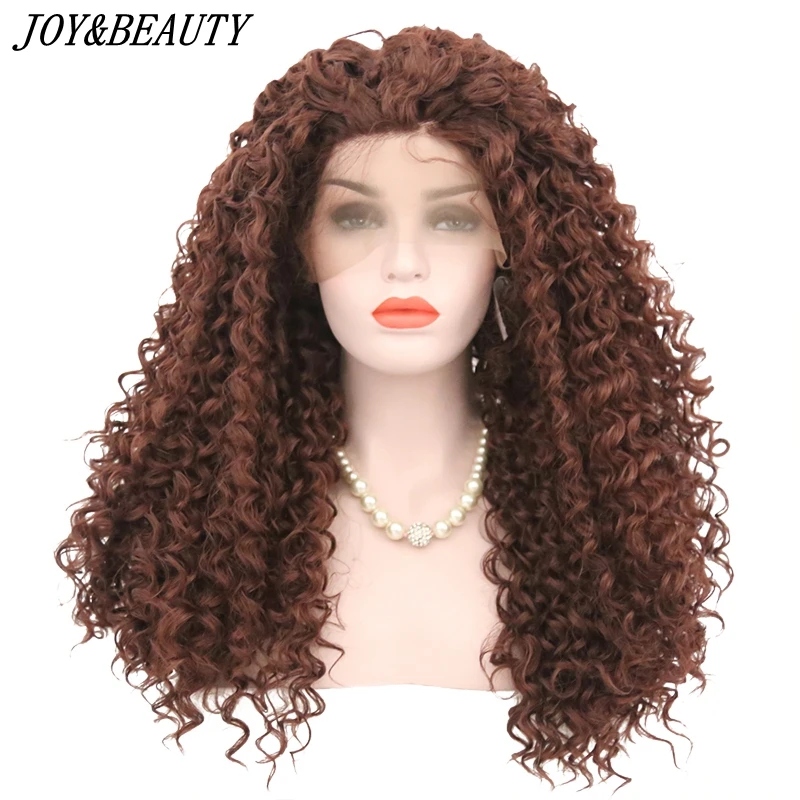JOY& BEAUTY длинные кудрявые синтетические волосы на кружеве парик из натуральных волос для женщин коричневый ежедневное использование половина рука
