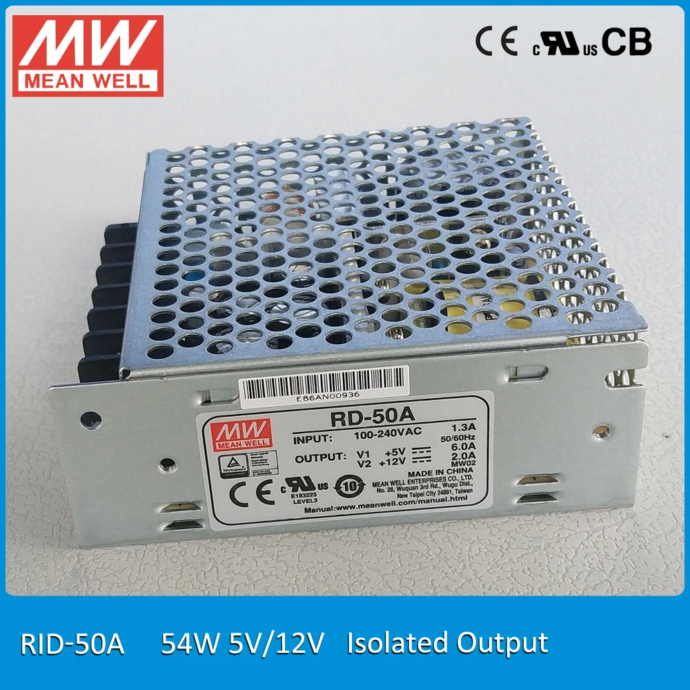 Оригинал MEAN WELL RID 50A 54 Вт 5В 12В Двойной Изолированный Выход Meanwell источник