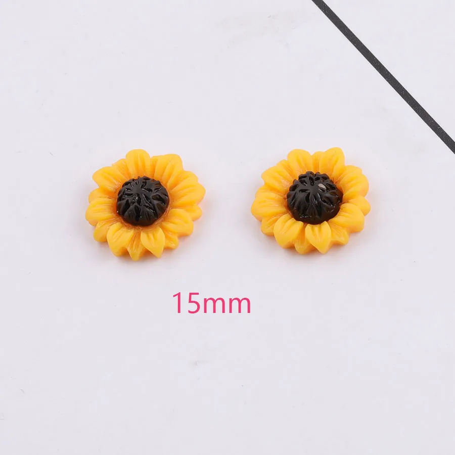 15mm Fnixtar смолы Дейзи Хризантема и Подсолнух Камея Подвески из кабошона для изготовления браслета Ассорти DIY серьги 15/18/25 мм 300 шт./лот - Окраска металла: 15mm