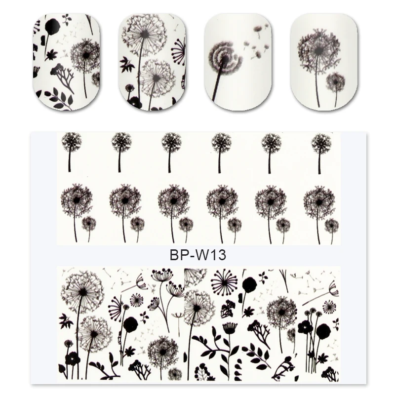 2 моделей/лист летающий Одуванчик ногтей искусство воды передачи наклейки стикер