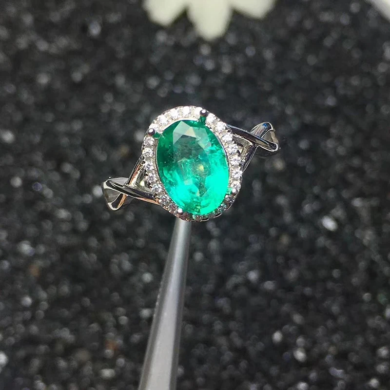 Elegant real emerald ring for woman 2ct 7 mm*9 mm oval cut natural engagement solid 925 silver fine jewelry | Украшения и