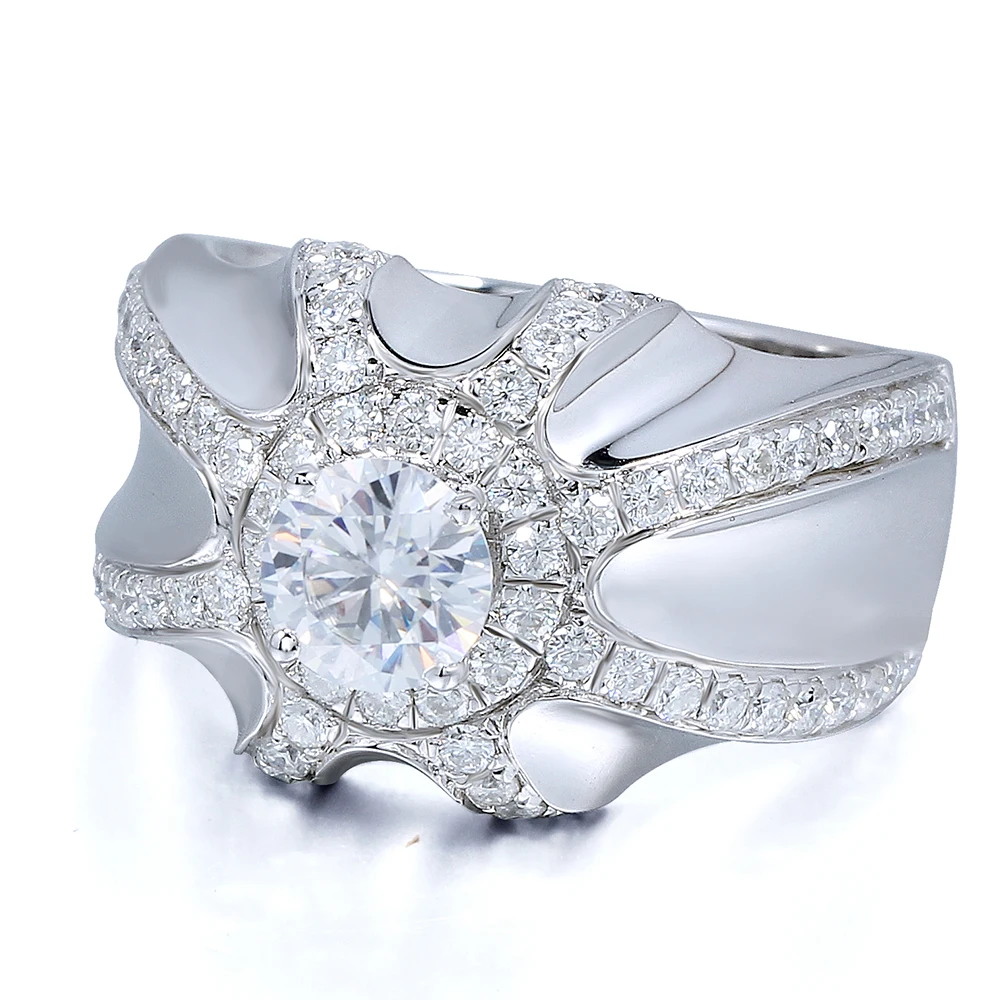 Подлинная 14 К 585 Белое золото 1 карат Центр 6 5 мм F цвет Лаборатория Grown Moissanite с