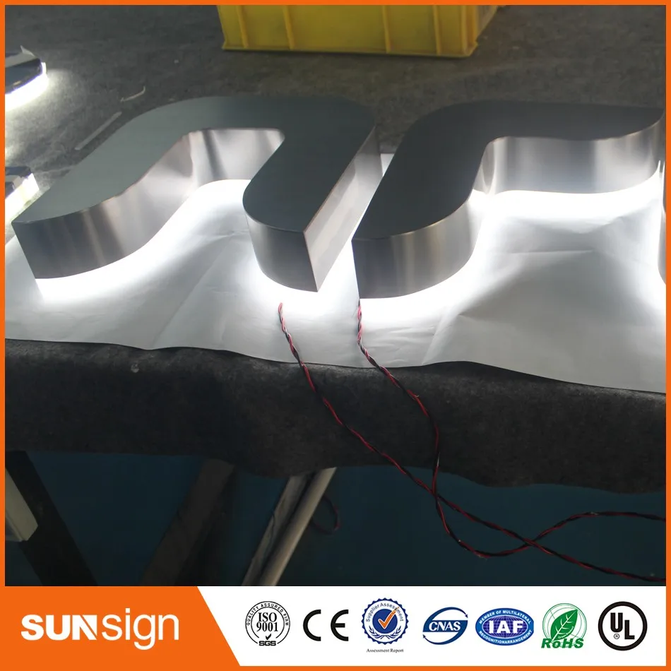 Factory Outlet Outdoor waterproof back lit chrome brushed stainless steel letter sign