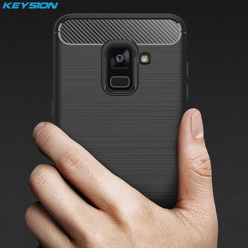 Чехол для телефона KEYSION Samsung Galaxy A8 Plus (2018) Углеволокно мягкий ТПУ силикон матовый