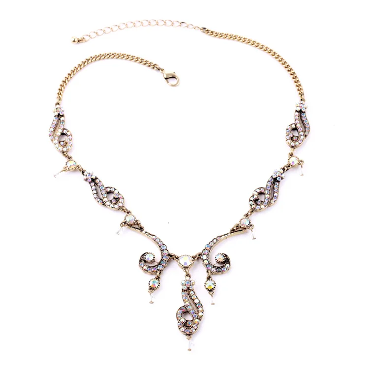 Этническая винтажная Цветочная подвеска ожерелье колье богемное бронзовая цепь