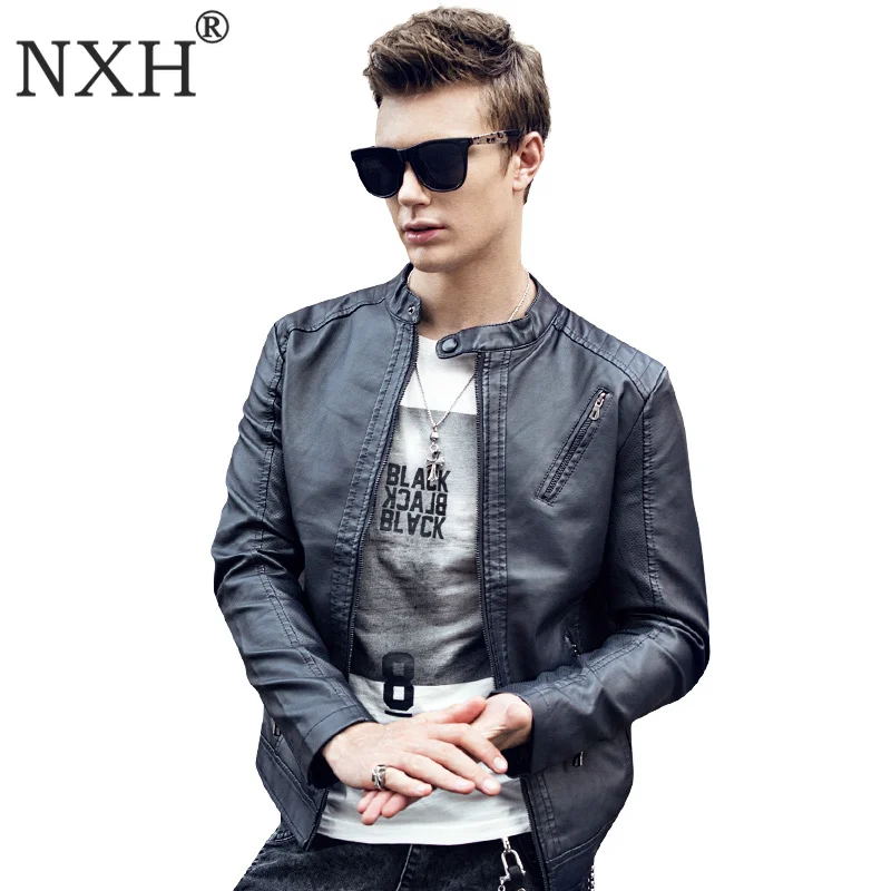 Для мужчин жакет куртка из искусственной кожи мотоциклетные кожаные пальто