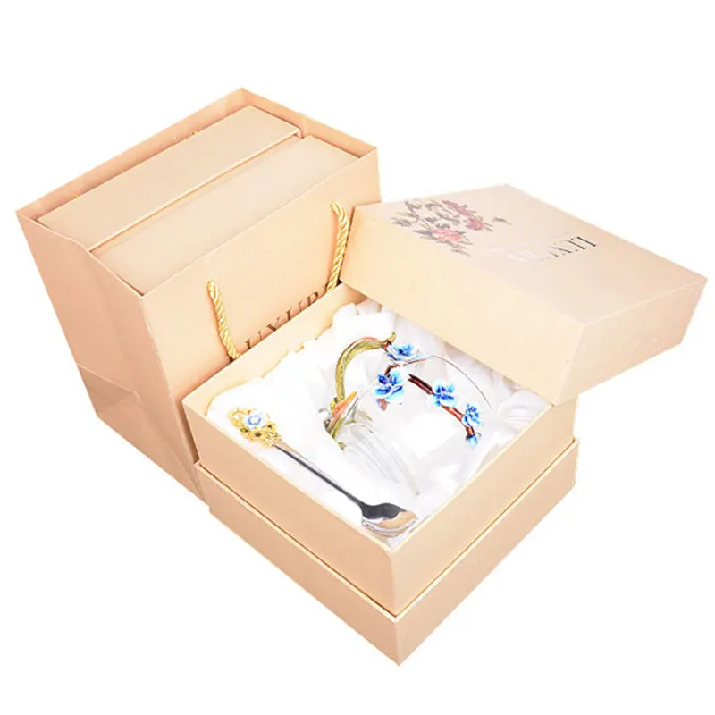 Gfhgsd эмаль Цвет чашка ручной работы свинца Стекло Чашки синий цветок персика