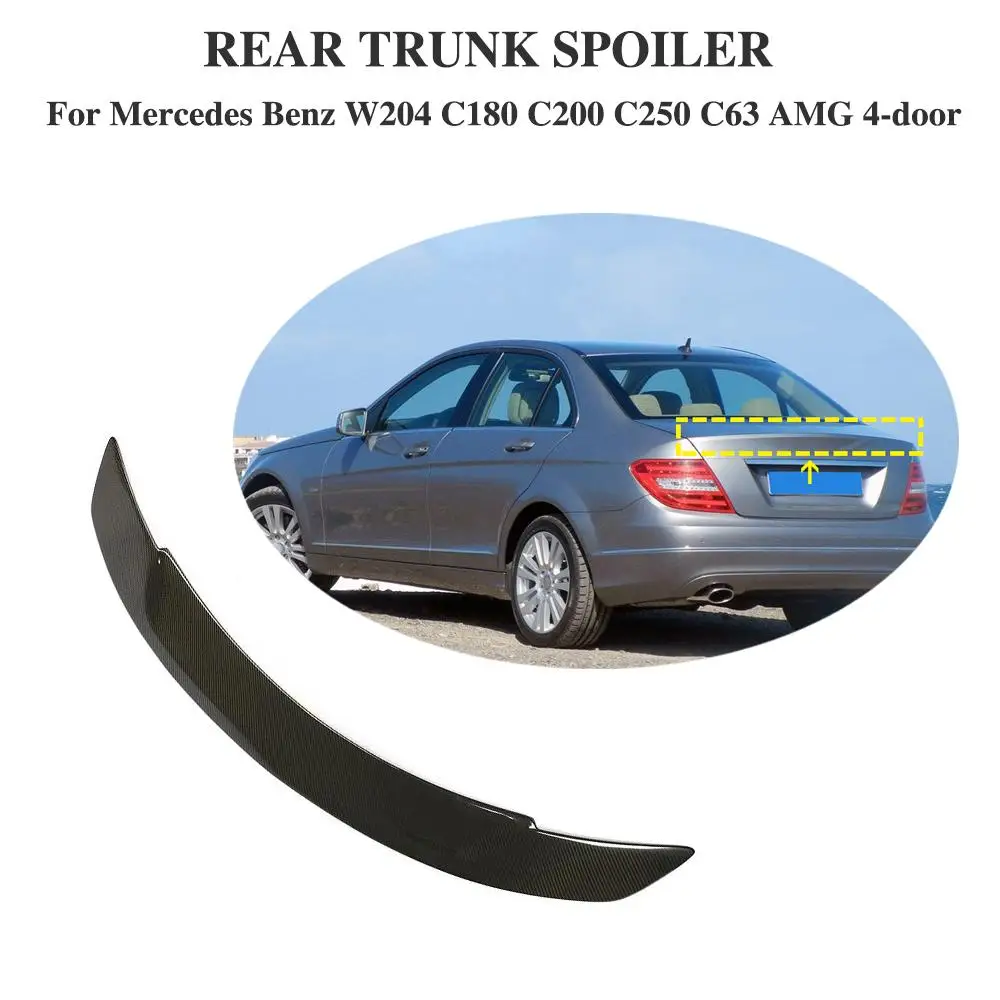 

For Mercedes Benz W204 Tail Spoiler Carbon fiber 4-door C180 C200 C250 C63 Rear trunk wing rear spoiler Sedan 2007-14