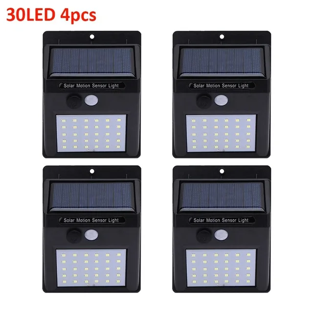 30LED 4pcs 1-4 шт., 20/30 светодиодов, солнечный светильник, PIR датчик движения, солнечный садовый светильник, водонепроницаемый, для улицы, энергосберегающий, для улицы, двора, дорожка, лампа для дома - Испускаемый цвет: 30LED 4pcs