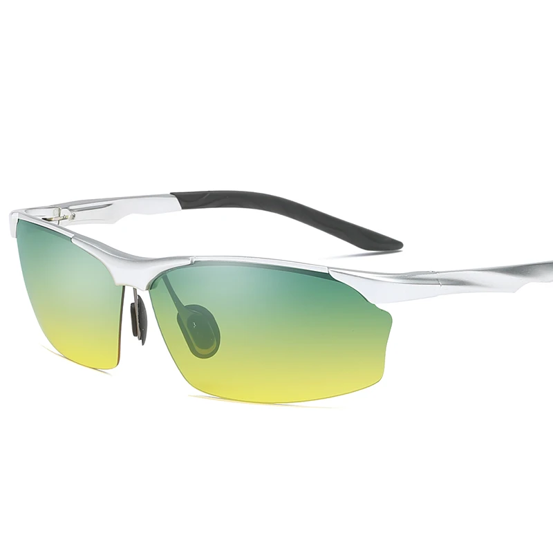 YSO солнцезащитные очки Для Мужчин Поляризованные UV400 алюминия и магния рамки HD Ночное видение вождения очки без оправы аксессуар для Для мужчин 8513 - Цвет линз: Silver-GreenYellow