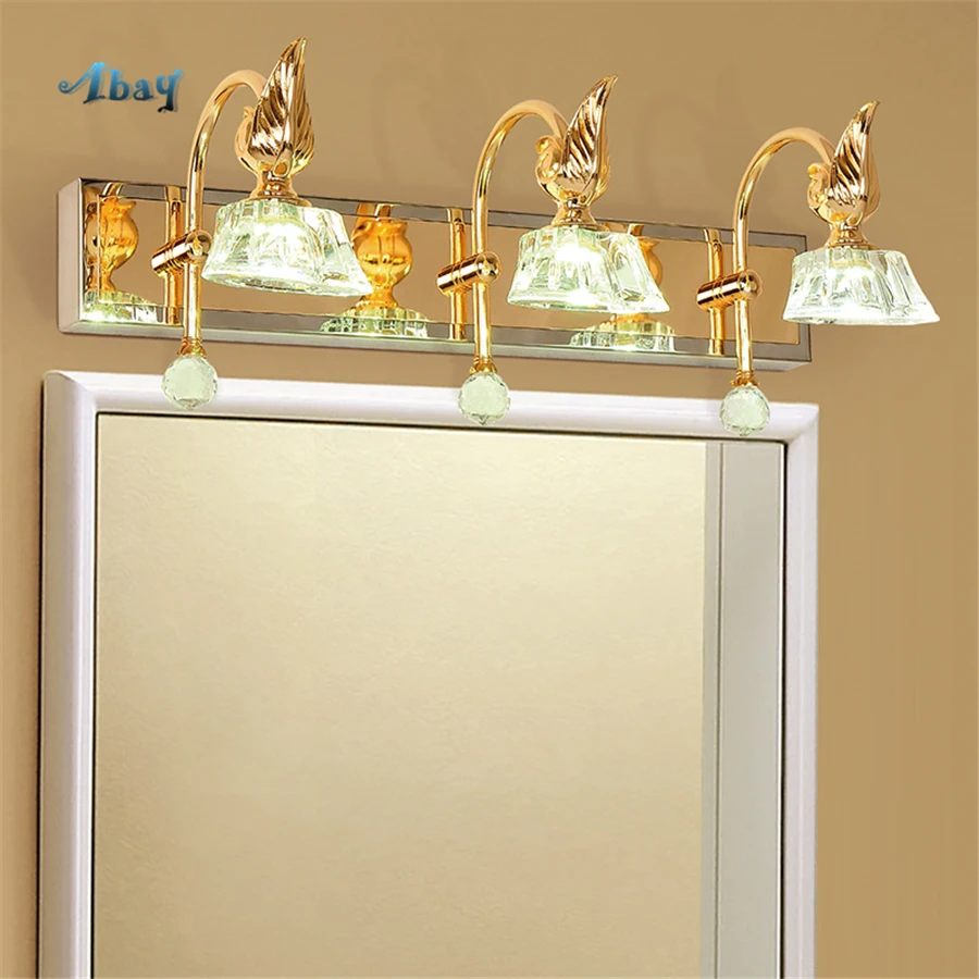 European Luxury Modern Gold K9 Crystal Bathroom Wall Lamps Fashion Washroom Mirror Light Home Decor Corridor Led Lights | Освещение
