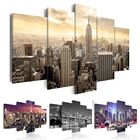 Картины на холсте, настенный Декор для дома, 5 панелей, здание Нью-Йорка, пейзаж, плакат, HD принты, модульные картины для гостиной, рамка