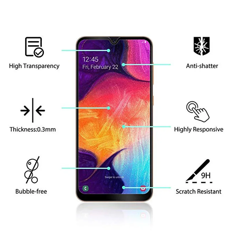 HD clear Glass On The For Samsung Galaxy A50 Screen Protector Samsun A 50 Tempered Cover Film | Мобильные телефоны и