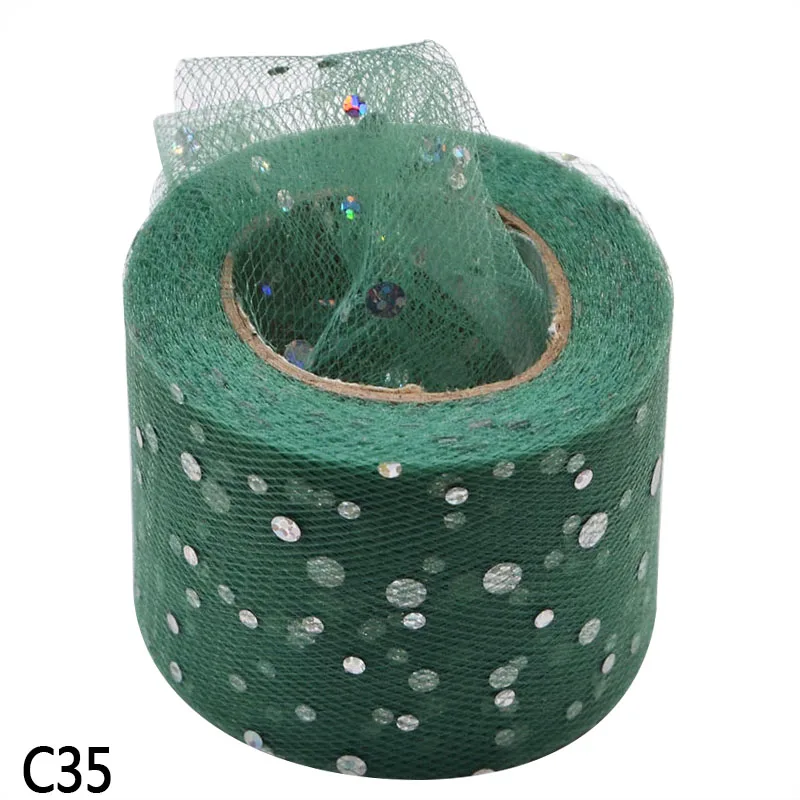 C35 22 м/рулон, 5 см, фатиновая юбка-пачка с блестками из органзы, прозрачная газовая юбка-рюмочка, подарок, украшение для свадебной вечеринки, вечерние принадлежности для вечеринки - Цвет: C35