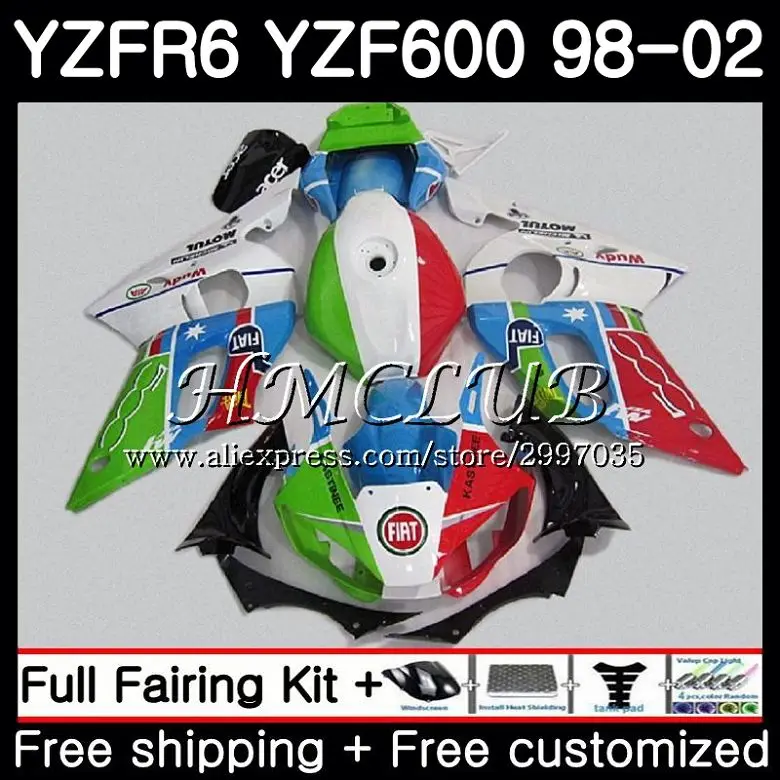 

Bodys Green white For YAMAHA YZF600 YZF R6 1998 1999 2000 2001 2002 13HC.10 YZF 600 YZF-R6 YZF-600 YZFR6 98 99 00 01 02 Fairing
