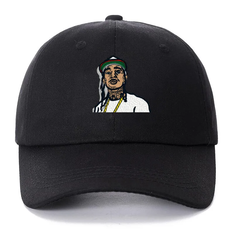 Черный Новинка, певица Nipsey Hussle, мультяшная Кепка, хлопковая бейсболка для мужчин и женщин, Регулируемая Кепка в стиле хип-хоп, папа, рэп, музыка, вышитая Кепка - Цвет: Черный
