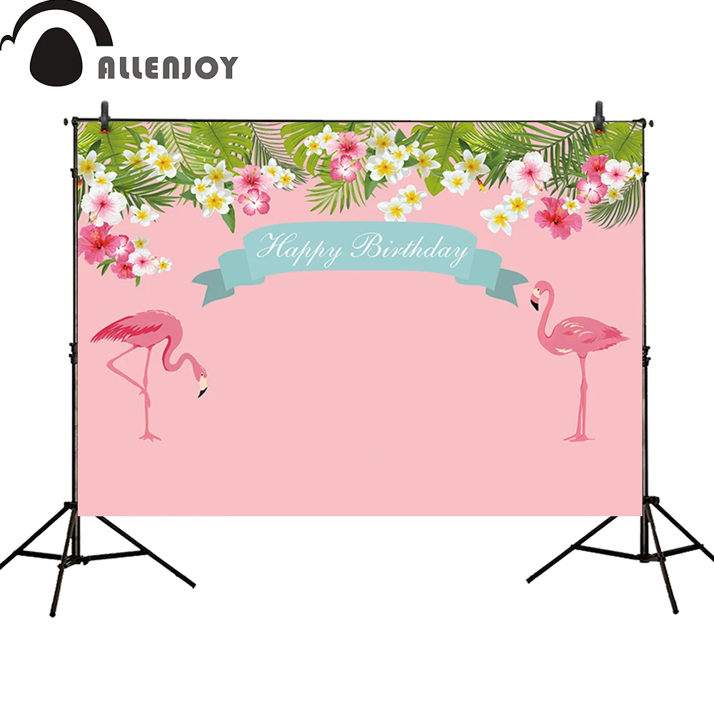 Фон для фотосъемки Allenjoy фламинго девочек баннер детского дня рождения Розовый