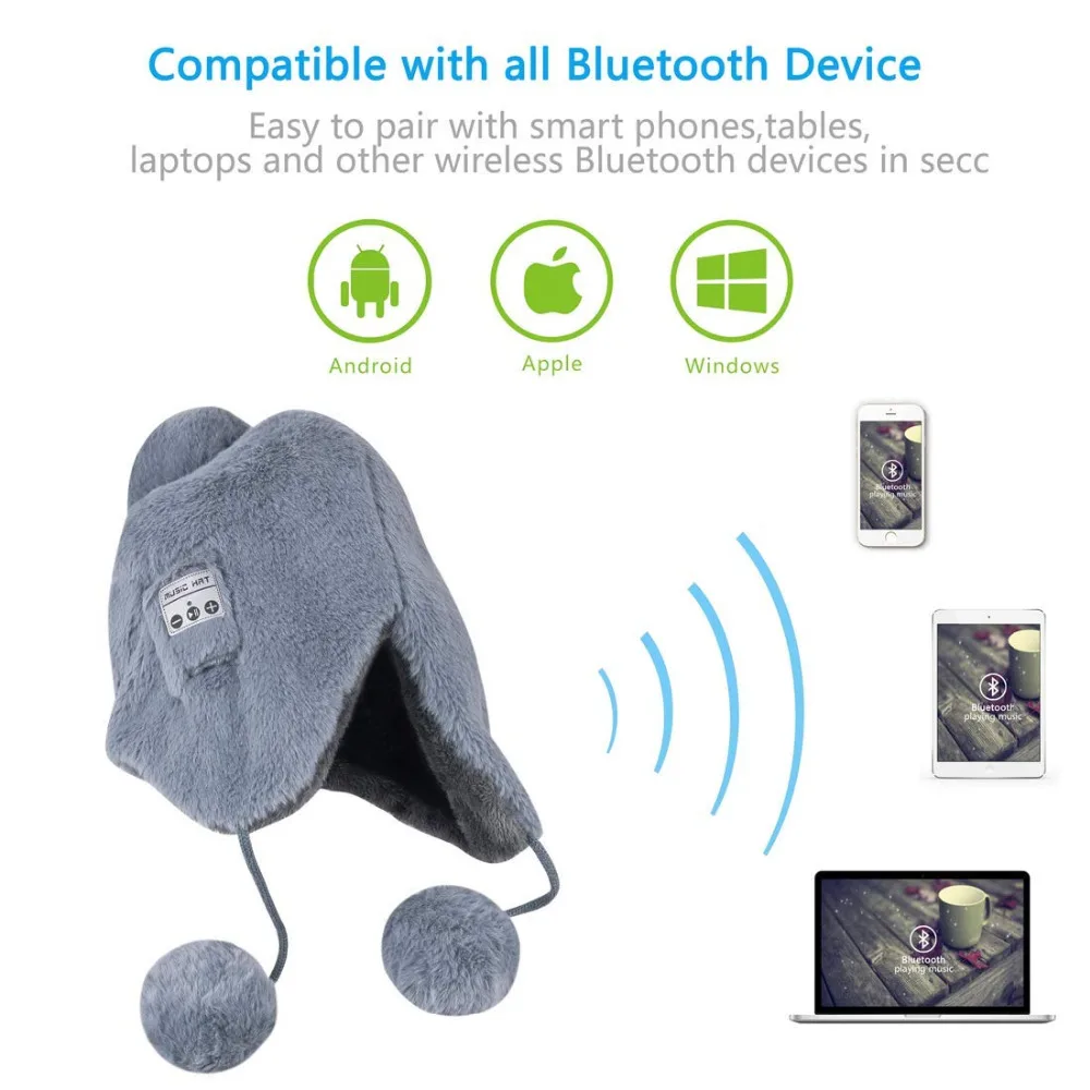 Лучший рождественский подарок, Bluetooth 4,2 шапочка, музыкальная шапка, беспроводная Bluetooth гарнитура, наушники, стерео динамик, шапка без рук