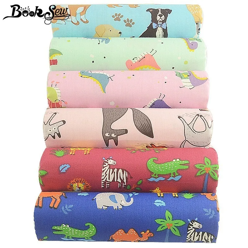 Booksew 100% хлопчатобумажная ткань 6 шт. 40x50 см мультяшный дизайн стежка Telas Подушка