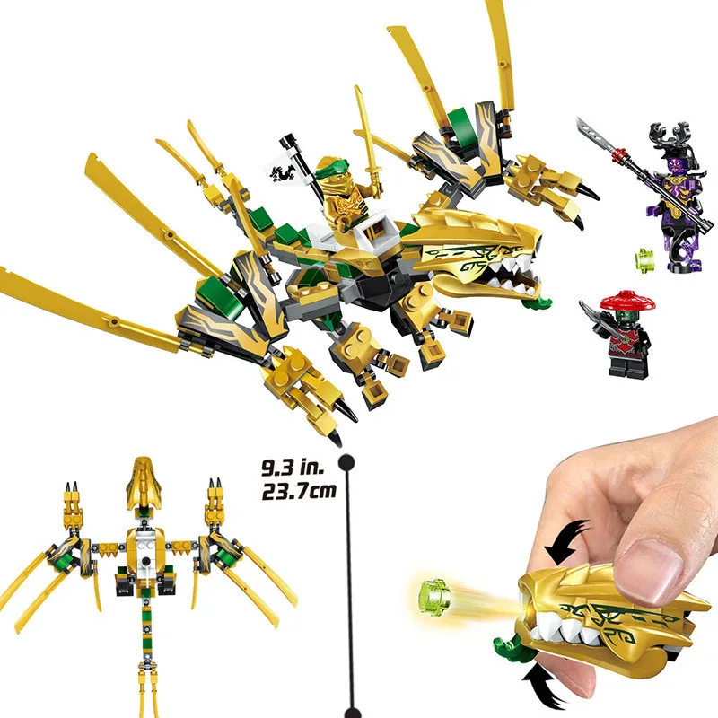 195 шт. строительные блоки NinjagoINGlys с золотым Драконом Ninjagoed Garmadon фигурки на день