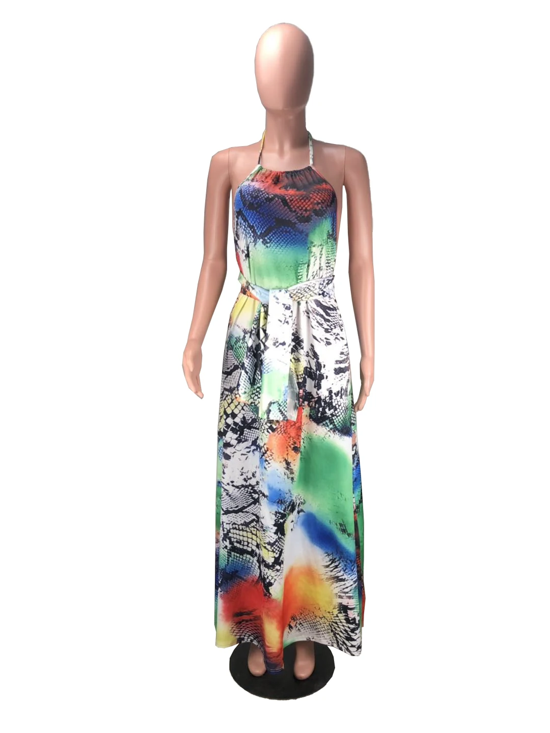 2019 женское летнее леопардовое платье без бретелек с шарфом открытая спина