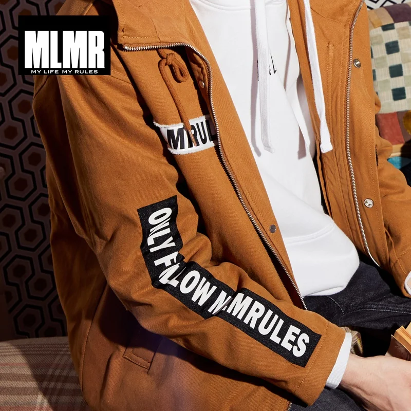 MLMR для мужчин 100% хлопок Письмо печати Средний стиль хлопковая стеганая куртка
