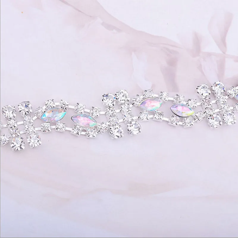 1 ярд см серебристые кристаллы AB разразы Пришивные украшения на цепочке