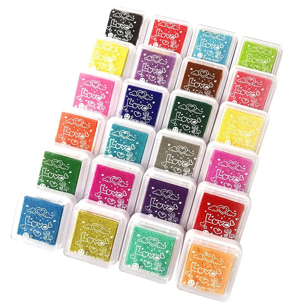 24 цвета многоцветные штемпельные подушечки дети изображение отпечатка пальца