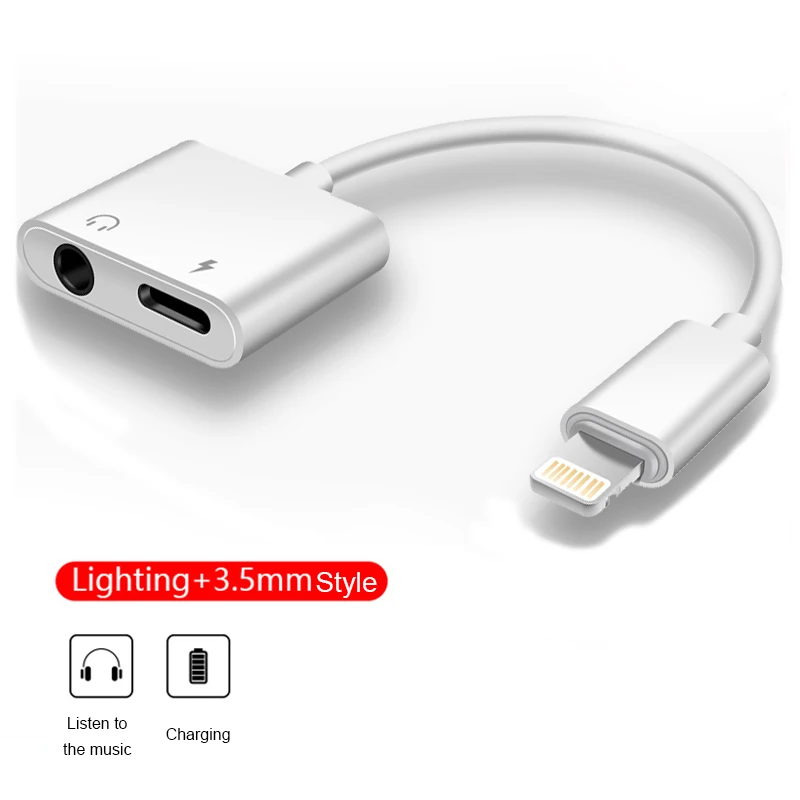 Lighting 3.5mm AOXIN зарядный аудио адаптер для Apple iPhone 7 8 Plus XS Max ios 12 музыка и звонки для наушников аудио Зарядка адаптер конвертер - Цвет: Lighting 3.5mm