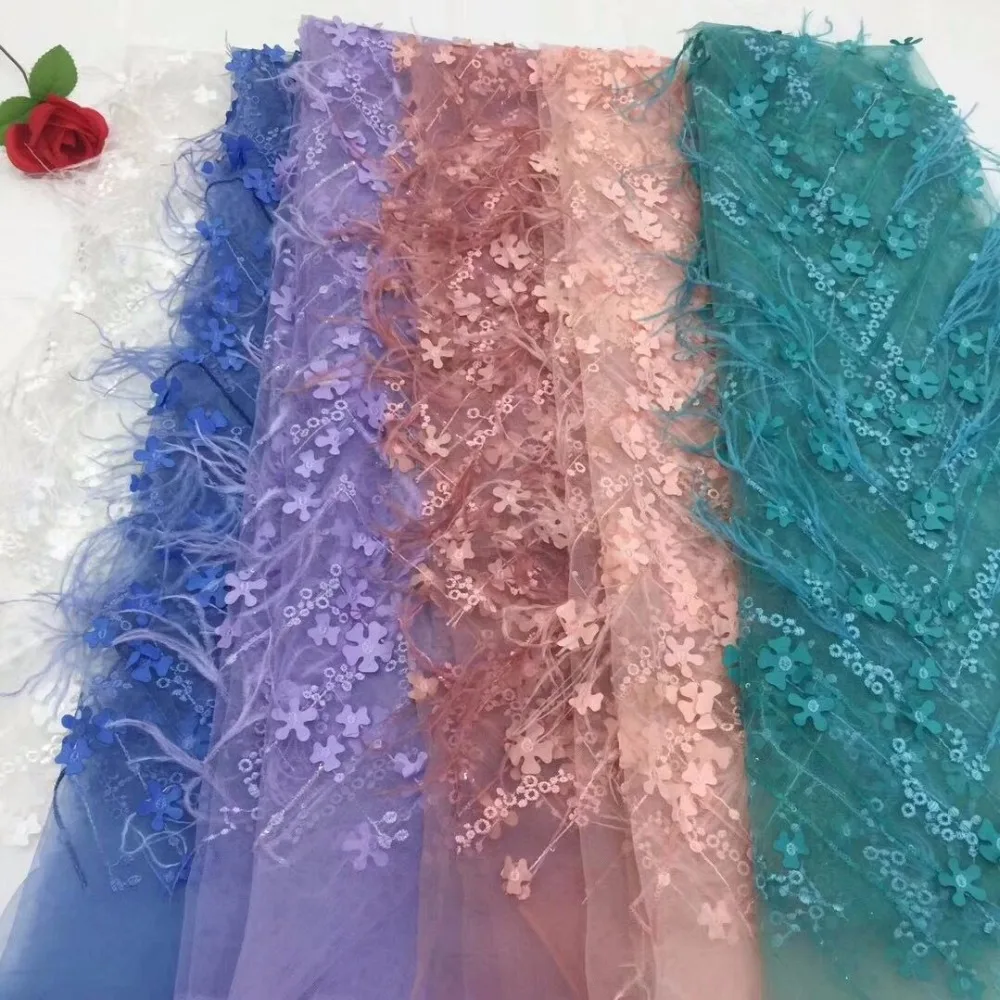 the latest African 3D fringed lace fabric embroidery organization dubai clothing for women | Дом и сад