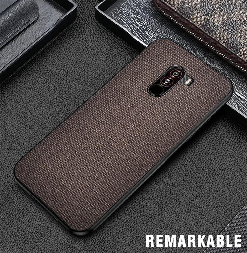 Роскошный ультра-тонкий хлопковый тканевый чехол s для Xiaomi POCOPHONE F1 Phone Sofr силиконовый чехол для задней панели POCOPHONE F1 кожаный чехол