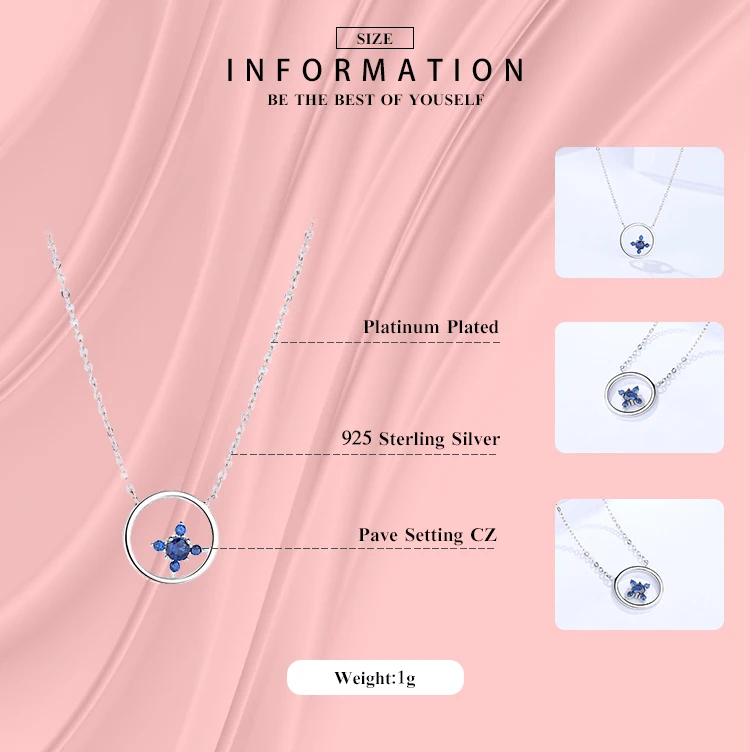 Modian Классический круглый синими звездами с кристаллами кулоном из горного