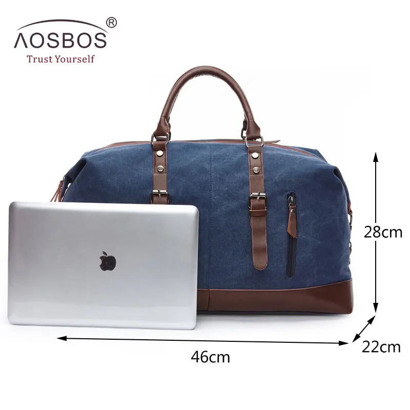 Прямая поставка мужские дорожные сумки AOSBOS из парусины и кожи большая сумка для