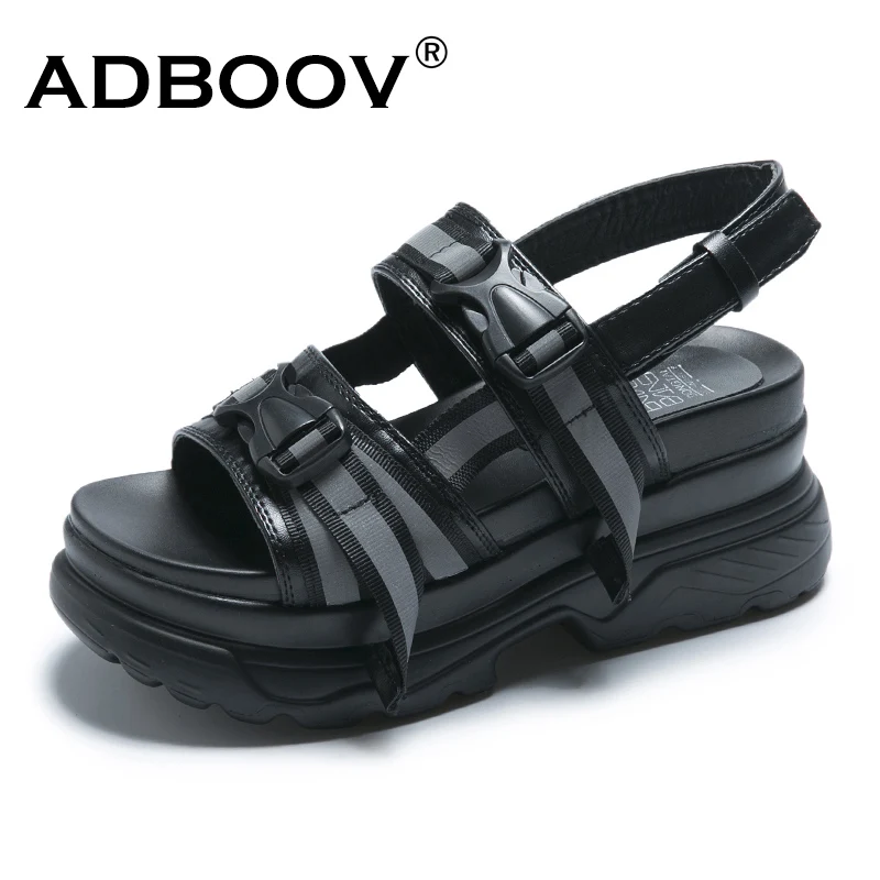 ADBOOV новые 2019 Светоотражающие сандалии Для женщин Толстая подошва Босоножки на