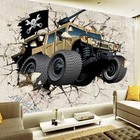 custom mural wallpaper cartoon car broken wall 3d creative art wall painting living room tv backdrop wallpaper for kids room
