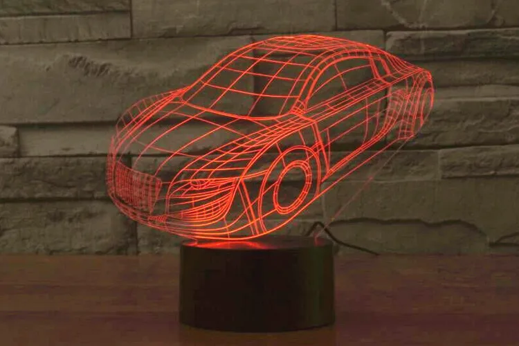 Светильник с сенсорным выключателем 3D лампы модель автомобиля 7 цветов ночник RGB Освещение для дома Украшения в спальню стол Lampara де меса