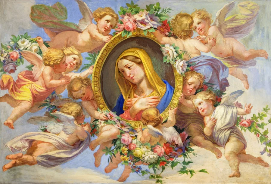 Laeacco Virgin Mary Angel Портретные детские обои масляная живопись фон для фотосъемки