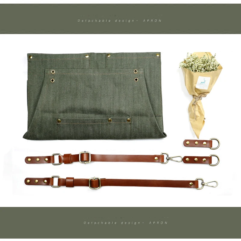 Джинсовый ковбойский фартук для барбекю хлопковый выпечки кожаные ремешки