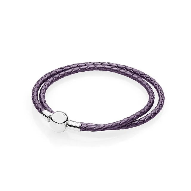 BS018F Подлинный 925 пробы серебряный одиночный момент кожаный кулон на шнурок застежка браслет подходит Европе браслеты женские ювелирные изделия - Окраска металла: BS018F